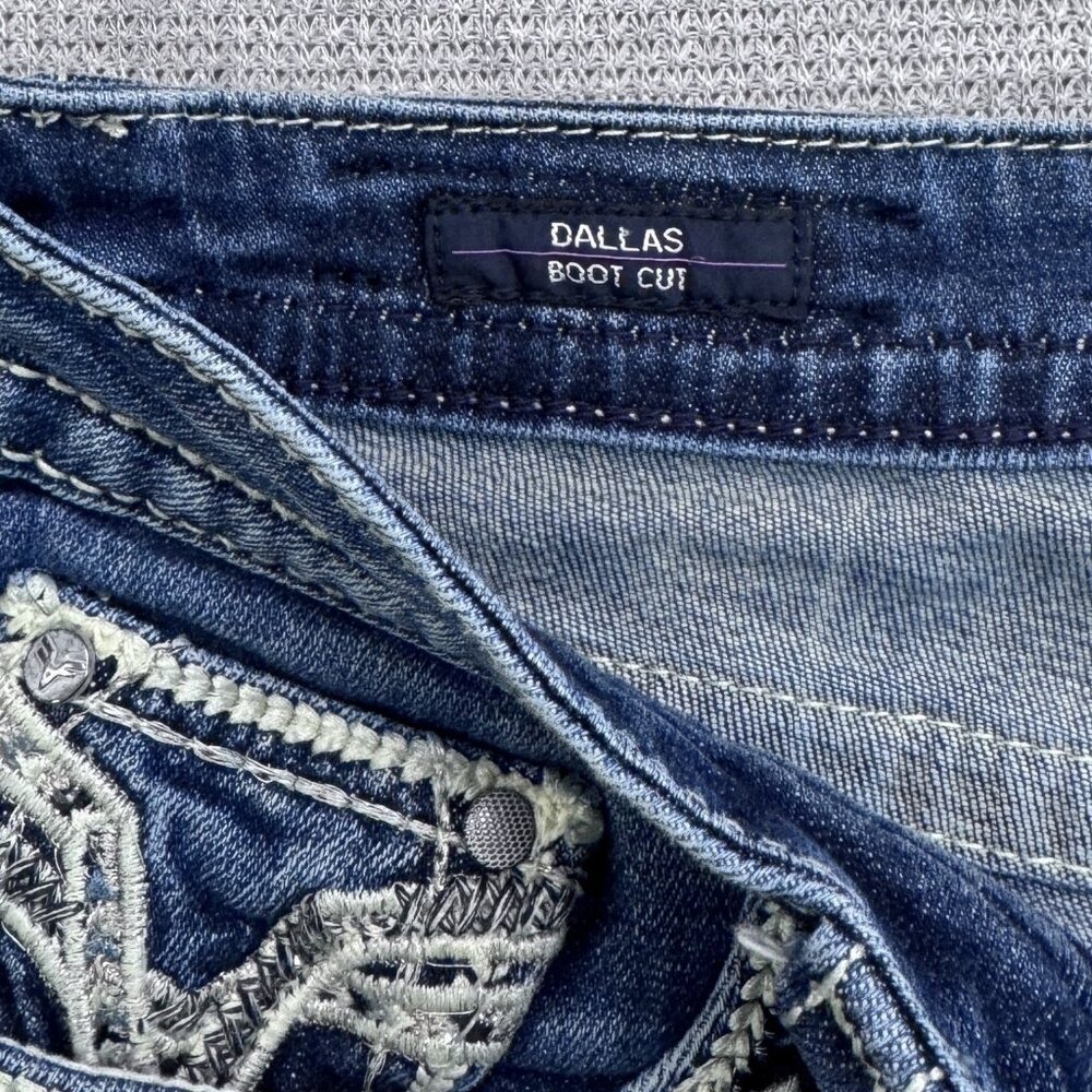 Vigoss Womens Size 3/4 L33 Blue Denim Bootcut Dallas Heritage Jeans Embellished - Picture 7 of 15